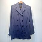 Overland Women’s Double Breasted Lined Blue 100% Tencel Jacket Sz M Single Vent
