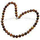6/8/10/12mm Genuine Natural Yellow Tiger's Eye Round Gemstone Beaded Necklace