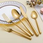Silverware Set Flatware Set Shiny Gold Cutlery Set with Hexagon Handle Forged...
