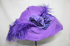Purple Women's Church/Wedding/Derby/Wide Brim Hat w/Rose & Feather Detail