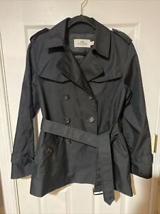 Coach Women's Solid Short Trench Coat Belted Cotton Blend Size:M