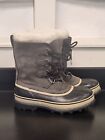 SOREL Boots Snow Duck Women Size 9 Gray Caribou Nubuck Leather Waterproof Winter