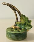 Roseville Pottery Bushberry Flower Frog #45 Green Art Deco 1941 Repaired
