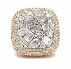 Real Moissanite Men's 3.20Ct Round Cut Multi Cut Top Ring 14k Yellow Gold Plated