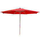 9ft 13ft Patio Wooden Umbrella Sunshade German Beech Pole Outdoor Beach Shelter