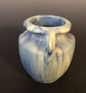 Camark pottery blue drip glaze Arts and Crafts style vase