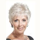 Short Curly White Blonde Pixie Wigs for Women Sliver Grey Layered Synthetic Wig