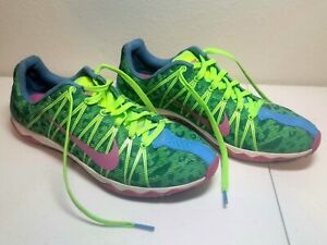 Nike Zoom Rival XC - Women 8 - Green Pink Blue Athletic Track Shoes - No Spikes