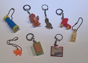 Lot 8 Gumball Cracker Jack Prize Keychain Vintage Vending Charm Toy Key Ring