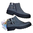 Women's Leather Booties 9.5 Suede Boots Lug Sole Comfy Earth Origins Gray Winter