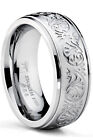 7MM Stainless Steel Ring With Engraved Florentine Design Sizes 4 to 13