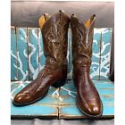 Vintage Tony Lama Boots Mens 12D Cowboy Western Cognac Stiff Bullhide A1573 USA