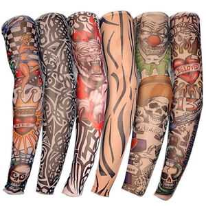 6 Pcs Unisex Mens Women Nylon Temporary Fake Full Arm Tattoo Sleeves  Stockings