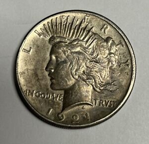 New ListingToned XF 1921-P Peace Silver Dollar, ALL ORIGINAL Extra Fine U.S. $1 coin