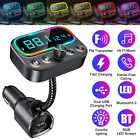 Wireless Bluetooth 5.0 FM Transmitter Radio AUX Adapter USB Car LED Music Player