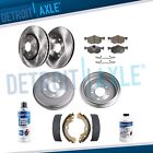 Front Rotors Ceramic Brake Pads + Rear Drums Shoes for Ford Escape Mazda Tribute
