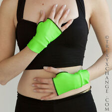 Dance Costume Gloves Neon Green Shiny Short Arm Cuffs Wetlook Cyber Cosplay UV