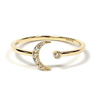 Sofer 14k Yellow Gold and Diamond Crescent Moon Ring Size 7.5