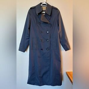 BURBERRY Vintage Navy Blue Double Breasted Trench Coat Size Small