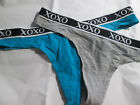 2 New XOXO Super Cute! Thong Panties Size XL  Gray & Dark Aqua w/Logo Top Band