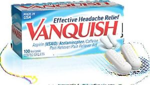 3 Pack - Vanquish Pain Reliever Effective Headache Relief, 100 Caplets Each