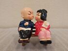 Vintage Kissing Boy & Girl on Bench Salt and Pepper Shakers. MADE IN JAPAN.