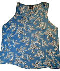Torrid Womens Top Size 1 Blue Black Floral Sheer 3477
