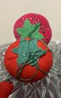 Vintage Red Tomato Sewing Needle Pin Cushion 1-with Strawberry  Set Of 2