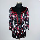 AGB Womens XL Polyester Satiny Empire Waist Tie Backside Bohemian Print Top