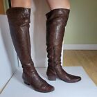 REPTILE animal scale leather over the knee thigh high boots brown size 6