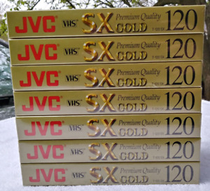 New ListingJVC Blank VHS Tape Lot of 7 T-120 SX Gold SXB New Sealed Video Cassette Tapes