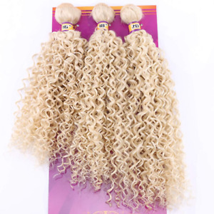 Blonde #613 Afro Kinky Curly Hair Weave Extensions High Temperature Synthetic Ha