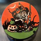 Scary Witch Cat Halloween Rattler Noise Makers 1950's U S Metal toy MFG Co.