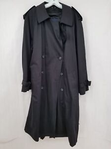 Stafford Men's Black Long Sleeve Double Breasted Belted Trench Coat Size 42