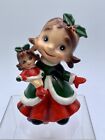 Vintage Josef Originals Wee Folk Christmas Figurine Girl With Baby Doll