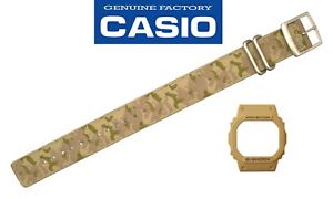 Genuine CASIO G-SHOCK DW-5600LU-8 Watch Band BEZEL Beige Camouflage Cloth strap