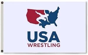 3X5 WHITE SUPER USA Wrestling Flag Logo Banner Man Cave Garage Dorm Gift Sport