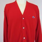 Izod Lacoste mens cardigan vintage buttons red long sleeve acrylic XL X Large