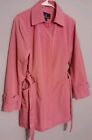London Fog Womens Pink Lined Collared Long Sleeve Belted Trench Coat  Medium