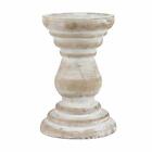 Stonebriar Antique White Wooden Pillar Candle Holder, Vintage  Assorted Sizes