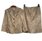 Le Suit Size 10 Animal Print Skirt Suit Blazer Jacket Career Classic Khaki Tan
