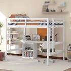 New ListingHigh Quality  Full size Loft Bed w/ Desk and Writing Board, Wooden Loft Bed