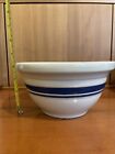 Roseville Pottery Large 2qt Mixing Bowl 8” Ivory w/ Blue Band Stripe USA Made