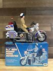 Vtg Mega Highway Patrol Police Motorcycle Battery Operated Toy With Box 16.5”