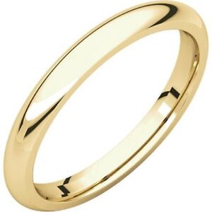 2.5mm 14K Solid Yellow Gold Dome Half Round Comfort Fit Wedding Band Ring Size 6