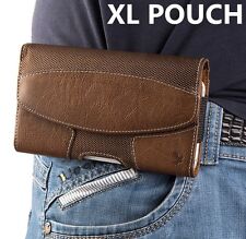 for XL LARGE Phones - BROWN Suede Pouch Holder Belt Clip Loop Holster Case Cover