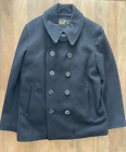 Gloverall Churchill Reefer Black Wool Tweed Peacoat Mens 40R Made In England