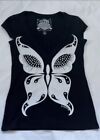 Bebe Women’s V-Neck Butterfly With Rhinestones Shirt Size Medium