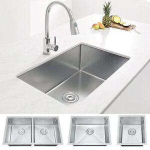New 304 Stainless Steel Undermount Single/Double Bowl Small Kitchen Bar Sink US