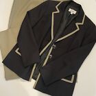 LE SUIT WOMEN'S SIZE 12 TWO PIECE BLACK AND TAUPE PANT SUIT WITH BEIGE PANTS